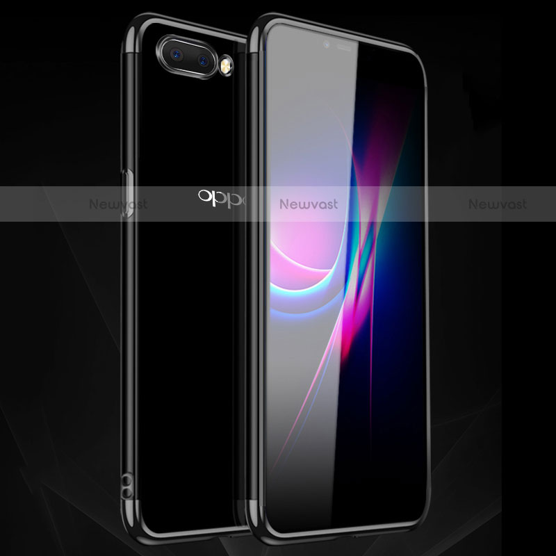 Ultra-thin Transparent TPU Soft Case Cover H01 for Oppo A5 Black