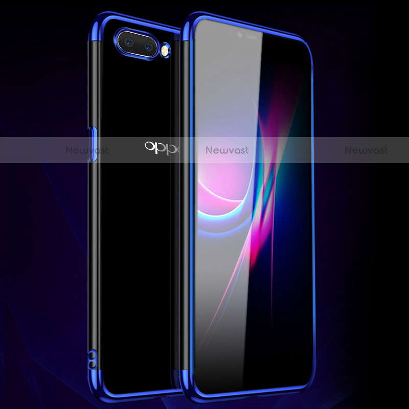 Ultra-thin Transparent TPU Soft Case Cover H01 for Oppo A5 Blue