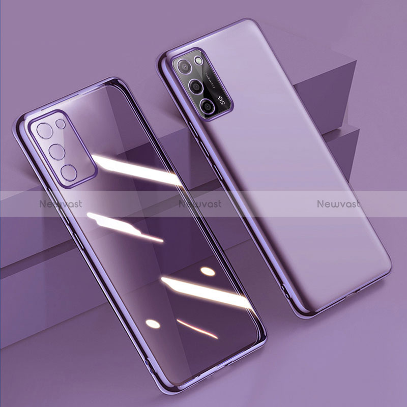 Ultra-thin Transparent TPU Soft Case Cover H01 for Oppo A53s 5G Purple