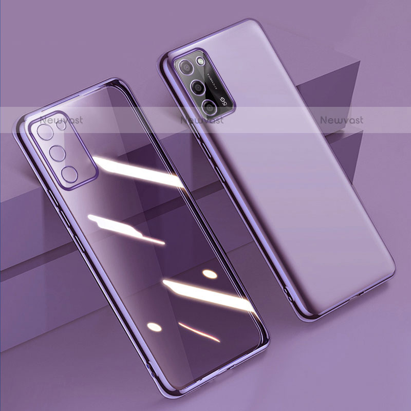 Ultra-thin Transparent TPU Soft Case Cover H01 for Oppo A55 5G Purple