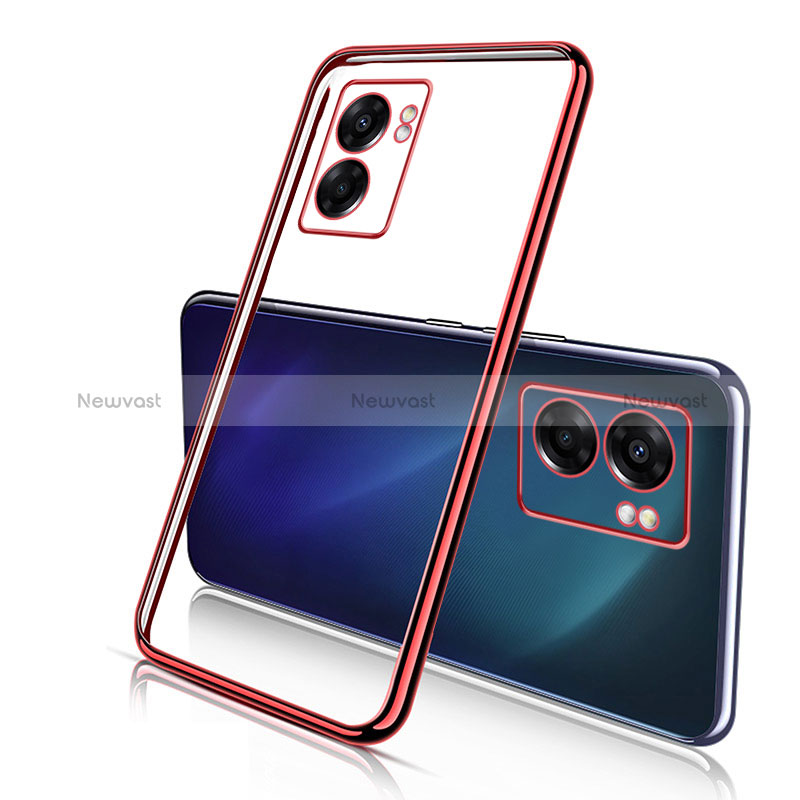 Ultra-thin Transparent TPU Soft Case Cover H01 for Oppo A57 5G Red