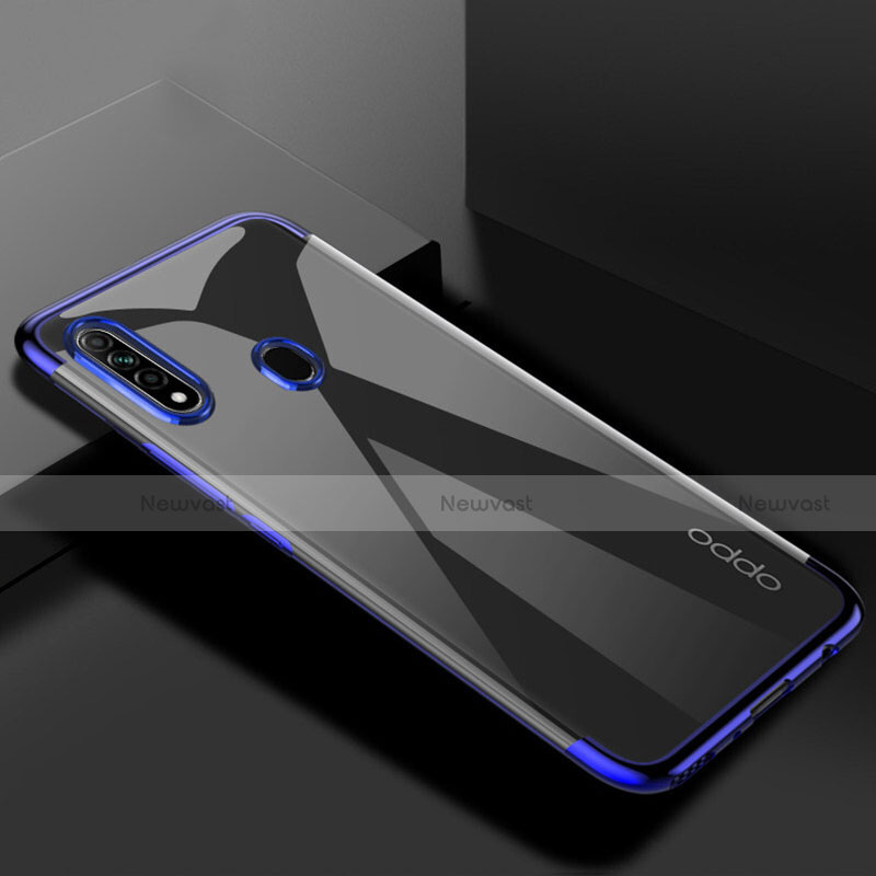 Ultra-thin Transparent TPU Soft Case Cover H01 for Oppo A8 Blue