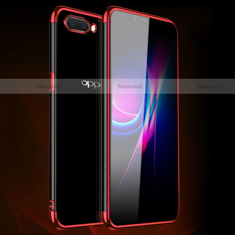 Ultra-thin Transparent TPU Soft Case Cover H01 for Oppo AX5 Red