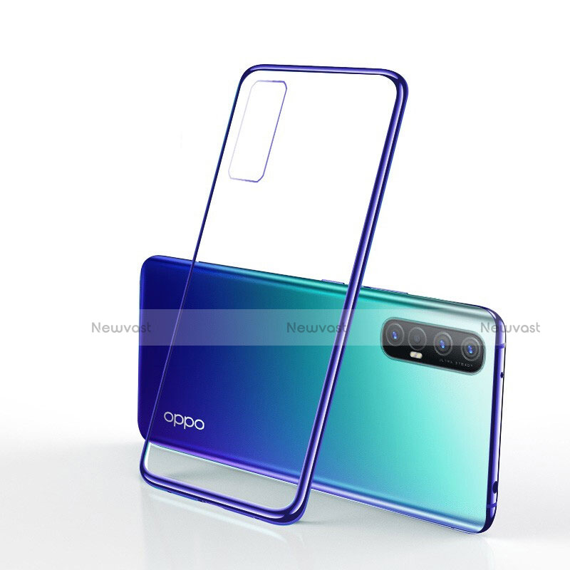 Ultra-thin Transparent TPU Soft Case Cover H01 for Oppo Reno3 Pro Blue