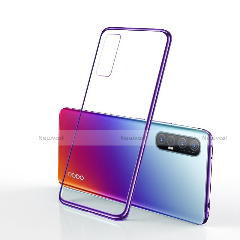 Ultra-thin Transparent TPU Soft Case Cover H01 for Oppo Reno3 Pro Purple