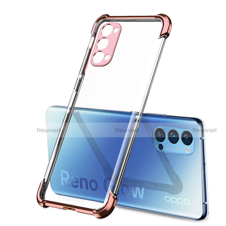 Ultra-thin Transparent TPU Soft Case Cover H01 for Oppo Reno4 5G Rose Gold