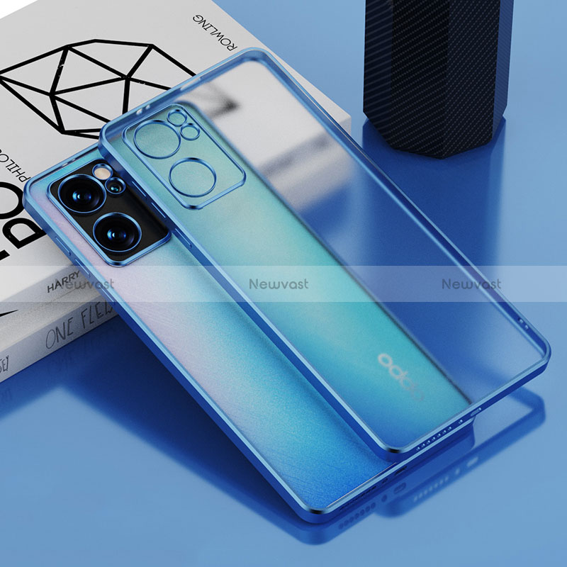 Ultra-thin Transparent TPU Soft Case Cover H01 for Oppo Reno7 SE 5G Blue