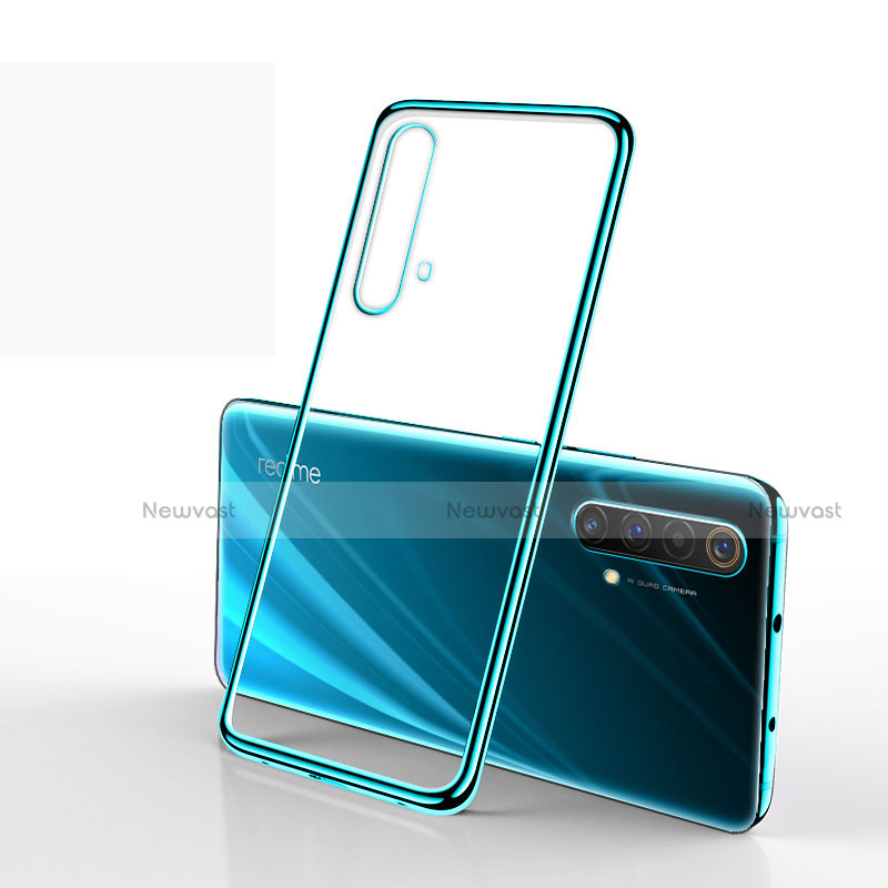 Ultra-thin Transparent TPU Soft Case Cover H01 for Realme X50m 5G Cyan