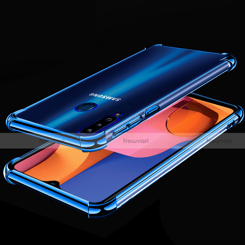 Ultra-thin Transparent TPU Soft Case Cover H01 for Samsung Galaxy A20s Blue