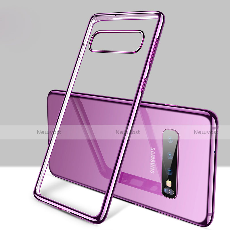 Ultra-thin Transparent TPU Soft Case Cover H01 for Samsung Galaxy S10 Plus Purple