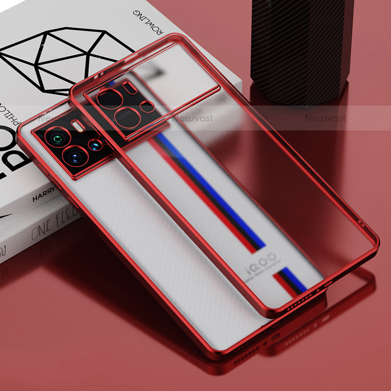 Ultra-thin Transparent TPU Soft Case Cover H01 for Vivo iQOO 9 Pro 5G Red