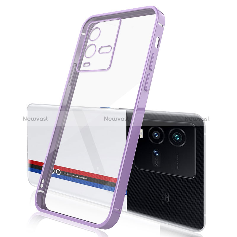 Ultra-thin Transparent TPU Soft Case Cover H01 for Vivo iQOO 9T 5G Purple