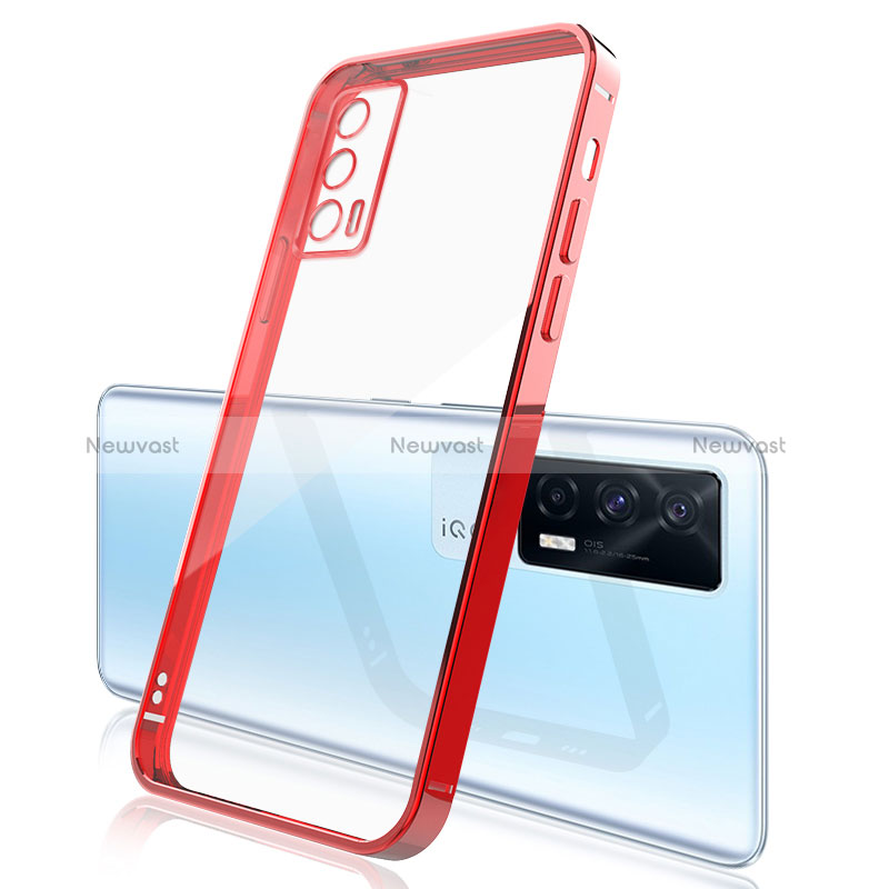 Ultra-thin Transparent TPU Soft Case Cover H01 for Vivo iQOO Neo5 5G Red