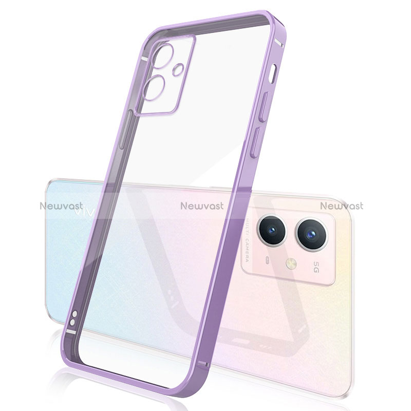 Ultra-thin Transparent TPU Soft Case Cover H01 for Vivo iQOO Z6 5G Purple