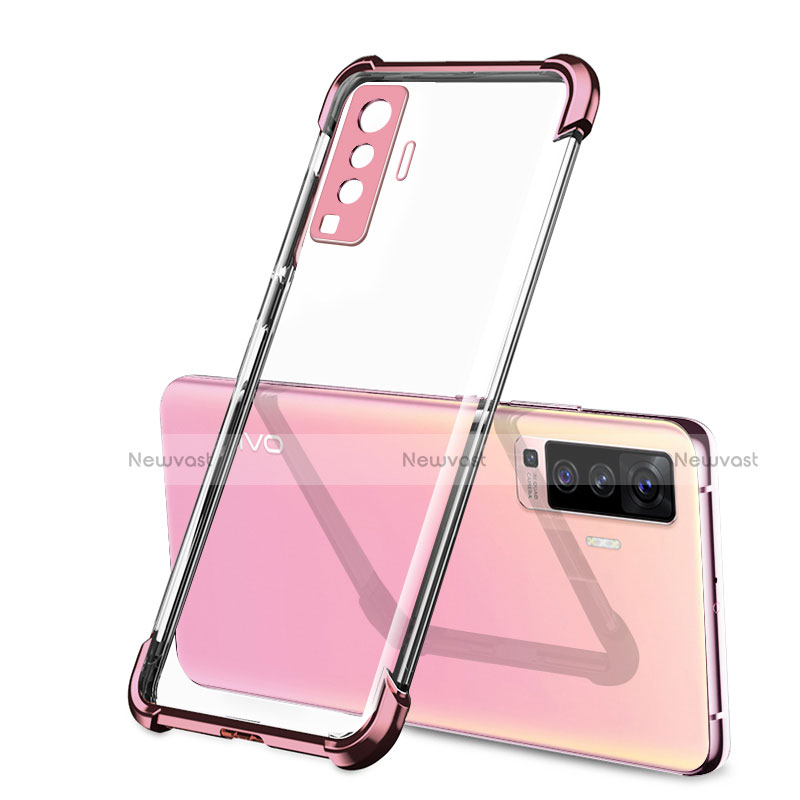 Ultra-thin Transparent TPU Soft Case Cover H01 for Vivo X50 5G Rose Gold