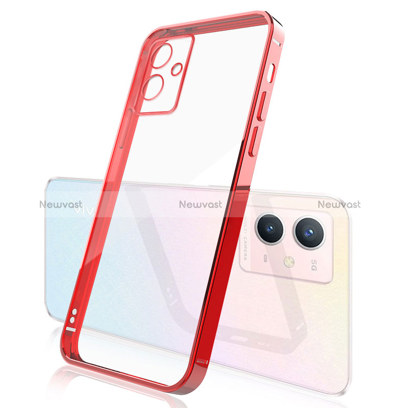 Ultra-thin Transparent TPU Soft Case Cover H01 for Vivo Y30 5G Red