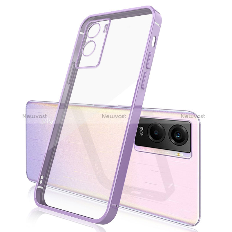 Ultra-thin Transparent TPU Soft Case Cover H01 for Vivo Y55s (2021) Purple