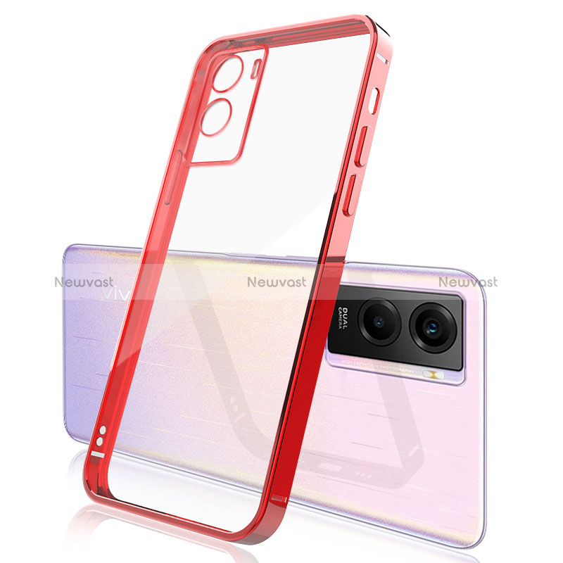 Ultra-thin Transparent TPU Soft Case Cover H01 for Vivo Y55s (2021) Red