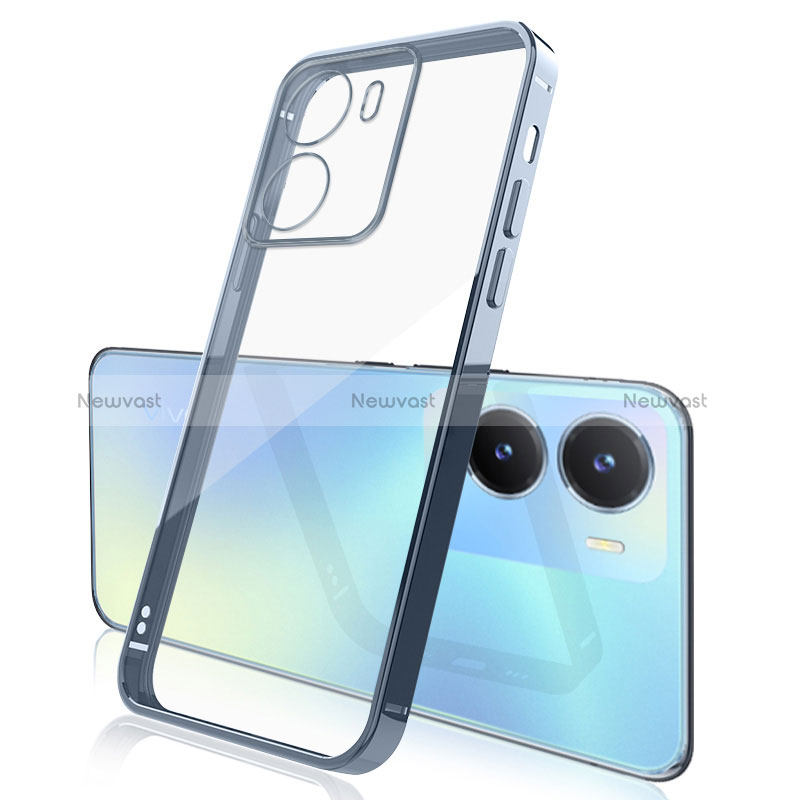 Ultra-thin Transparent TPU Soft Case Cover H01 for Vivo Y55s 5G Blue