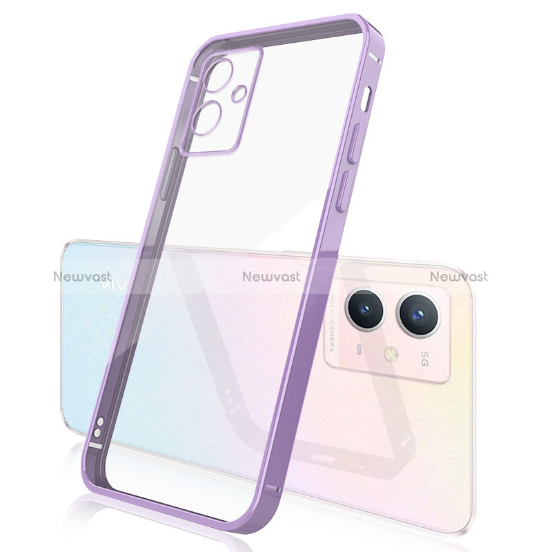 Ultra-thin Transparent TPU Soft Case Cover H01 for Vivo Y55s 5G Purple