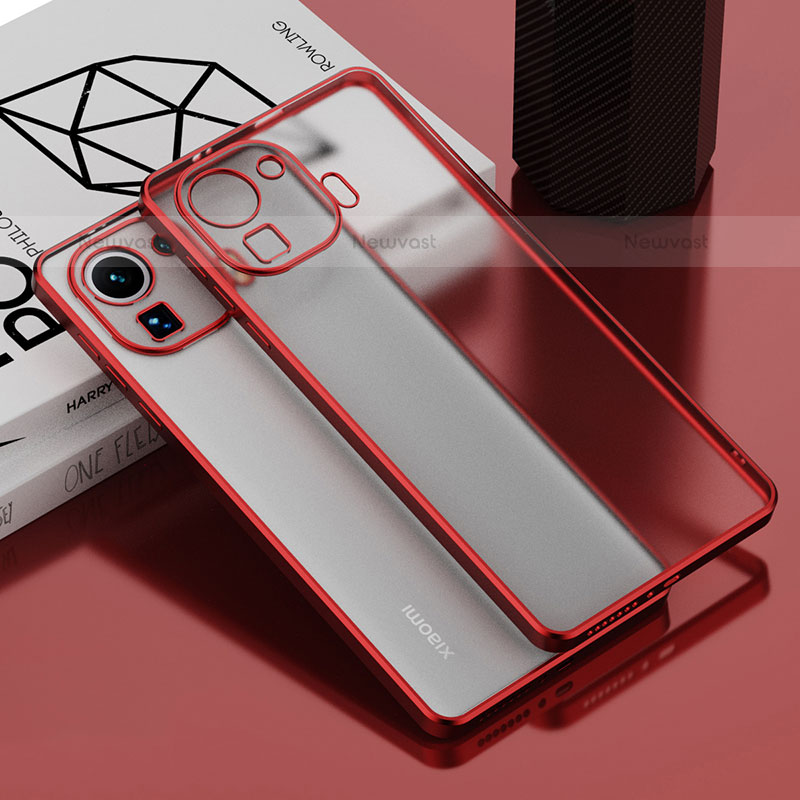 Ultra-thin Transparent TPU Soft Case Cover H01 for Xiaomi Mi 11 Pro 5G Red