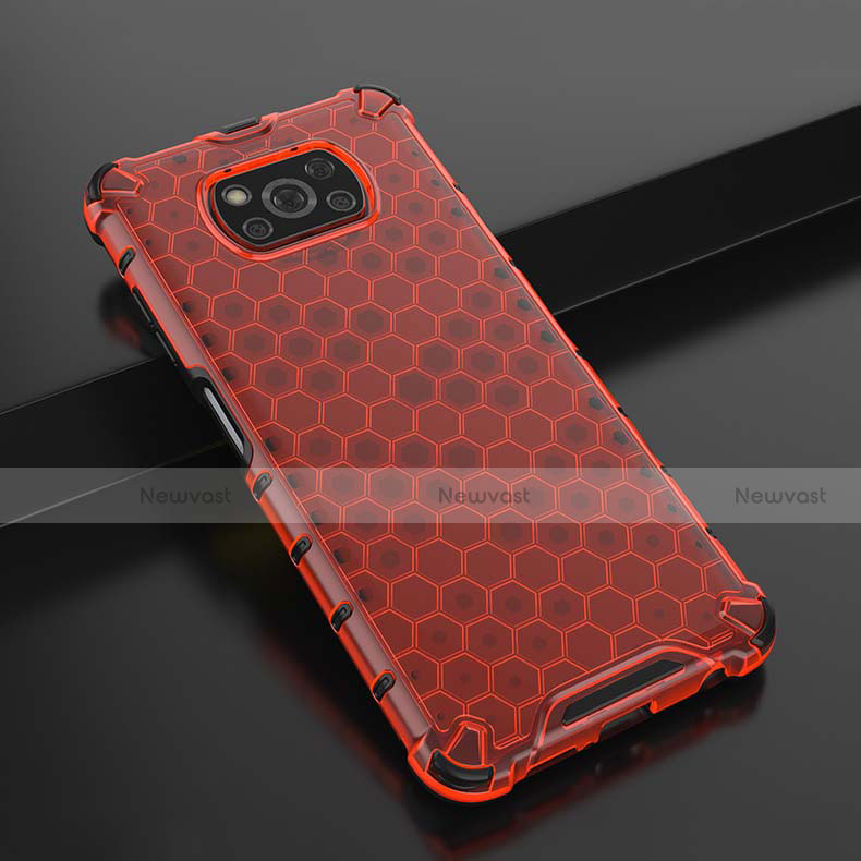 Ultra-thin Transparent TPU Soft Case Cover H01 for Xiaomi Poco X3 NFC Red