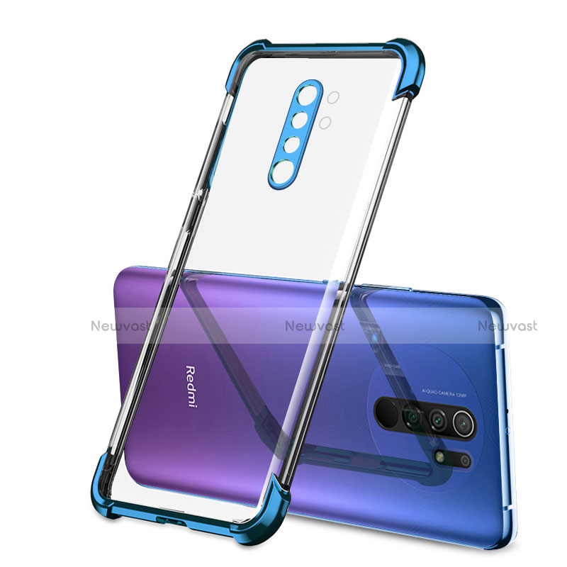 Ultra-thin Transparent TPU Soft Case Cover H01 for Xiaomi Redmi 9 Prime India Blue