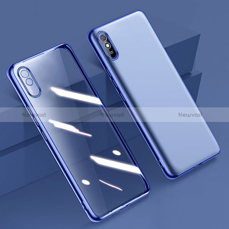 Ultra-thin Transparent TPU Soft Case Cover H01 for Xiaomi Redmi 9A Blue