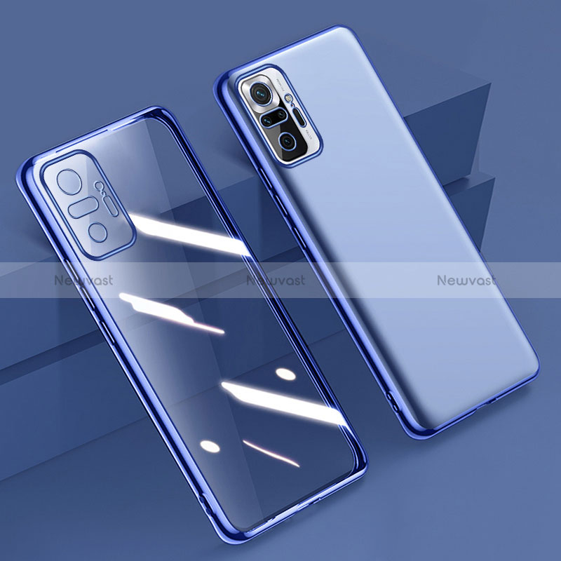 Ultra-thin Transparent TPU Soft Case Cover H01 for Xiaomi Redmi Note 10 Pro 4G Blue