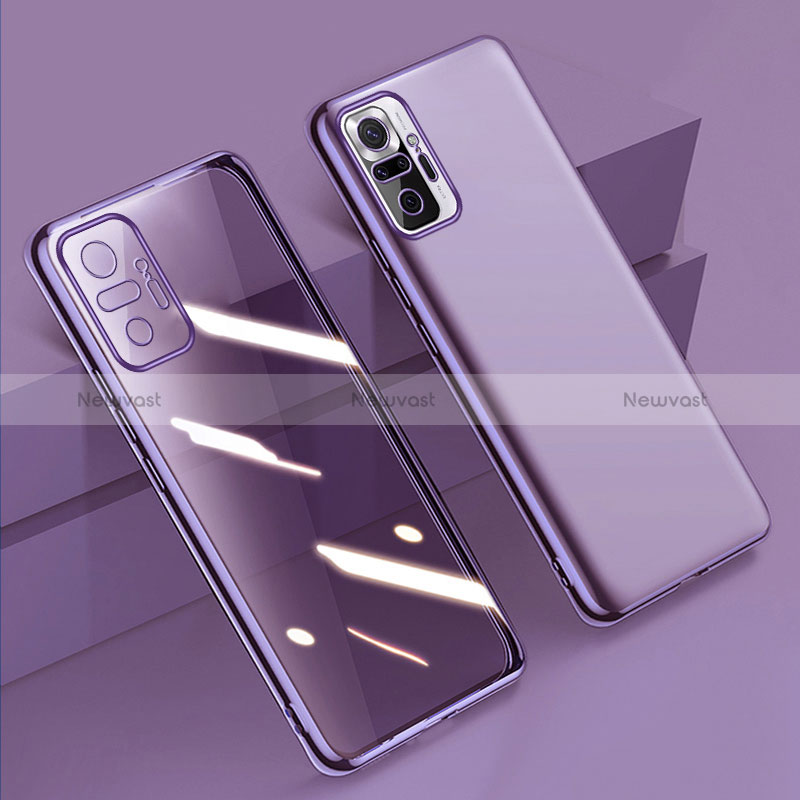 Ultra-thin Transparent TPU Soft Case Cover H01 for Xiaomi Redmi Note 10 Pro 4G Purple