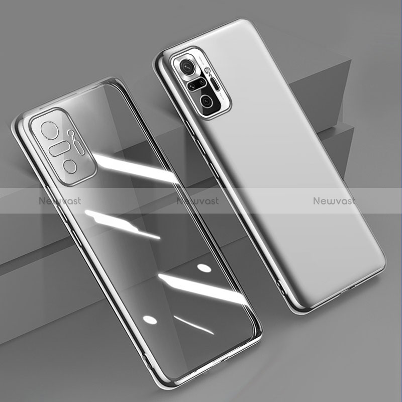 Ultra-thin Transparent TPU Soft Case Cover H01 for Xiaomi Redmi Note 10 Pro 4G Silver