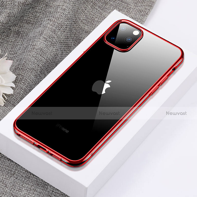 Ultra-thin Transparent TPU Soft Case Cover H02 for Apple iPhone 11 Pro Max Red