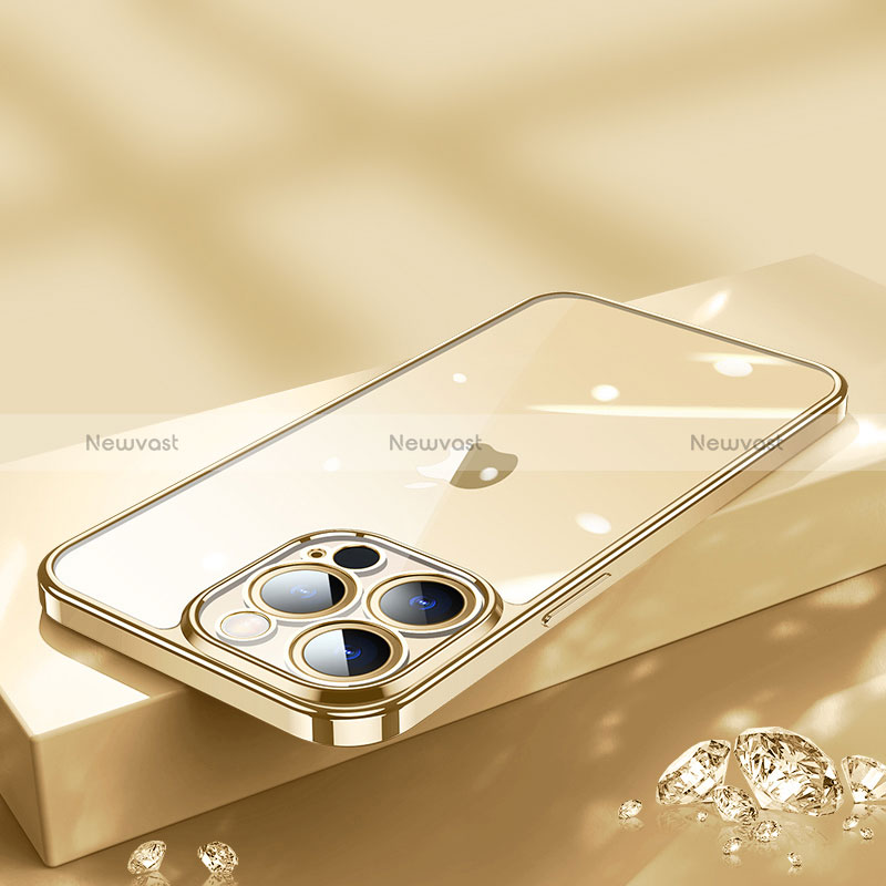 Ultra-thin Transparent TPU Soft Case Cover H02 for Apple iPhone 14 Pro Gold