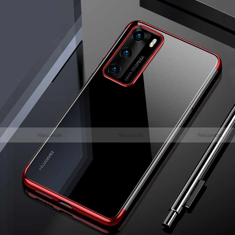 Ultra-thin Transparent TPU Soft Case Cover H02 for Huawei P40 Red