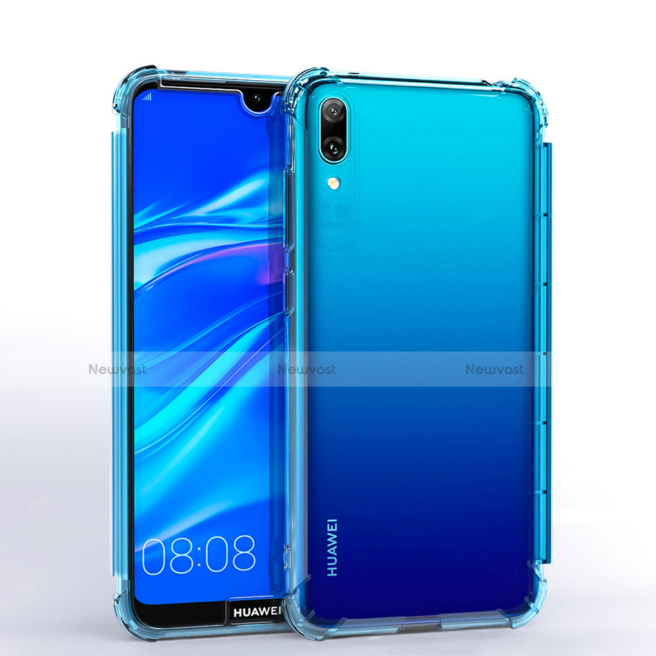 Ultra-thin Transparent TPU Soft Case Cover H02 for Huawei Y7 (2019) Sky Blue