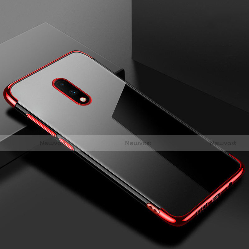 Ultra-thin Transparent TPU Soft Case Cover H02 for OnePlus 7 Red