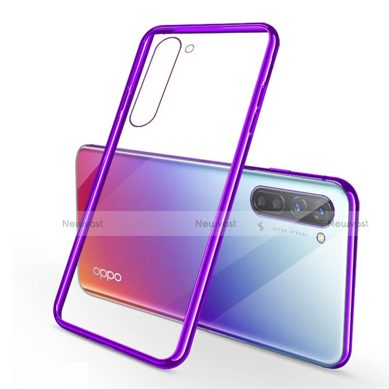 Ultra-thin Transparent TPU Soft Case Cover H02 for Oppo F15 Purple