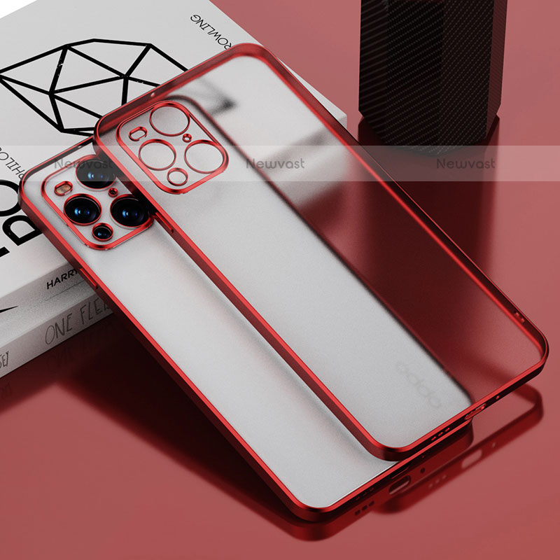 Ultra-thin Transparent TPU Soft Case Cover H02 for Oppo Find X3 Pro 5G Red