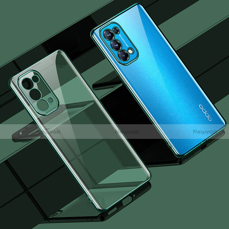 Ultra-thin Transparent TPU Soft Case Cover H02 for Oppo Reno5 5G Green