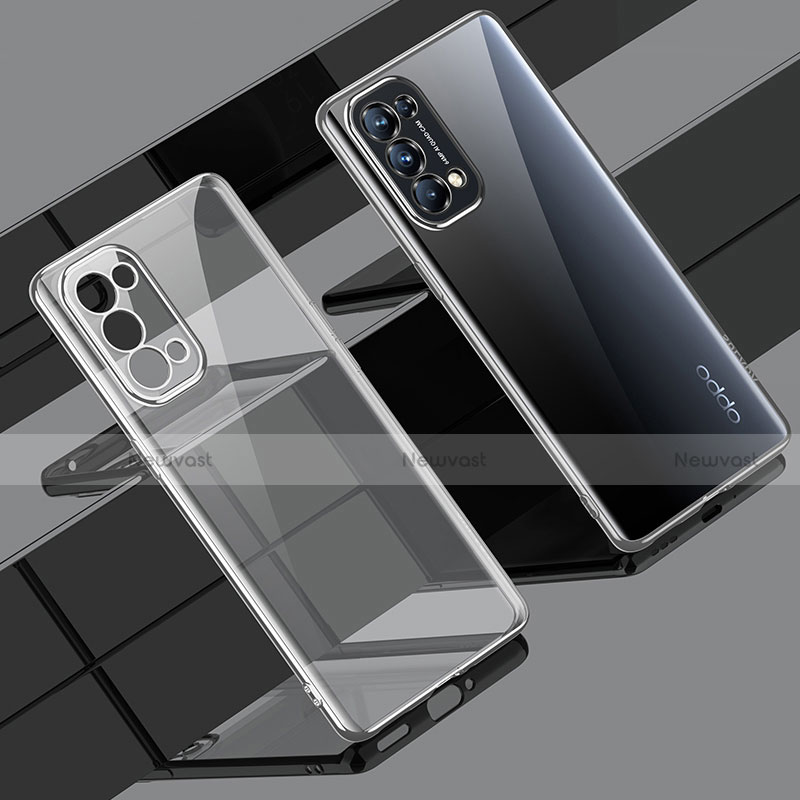 Ultra-thin Transparent TPU Soft Case Cover H02 for Oppo Reno5 Pro 5G Silver