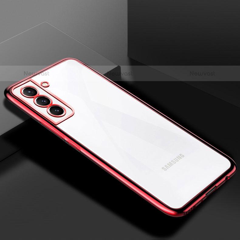 Ultra-thin Transparent TPU Soft Case Cover H02 for Samsung Galaxy S21 FE 5G Red