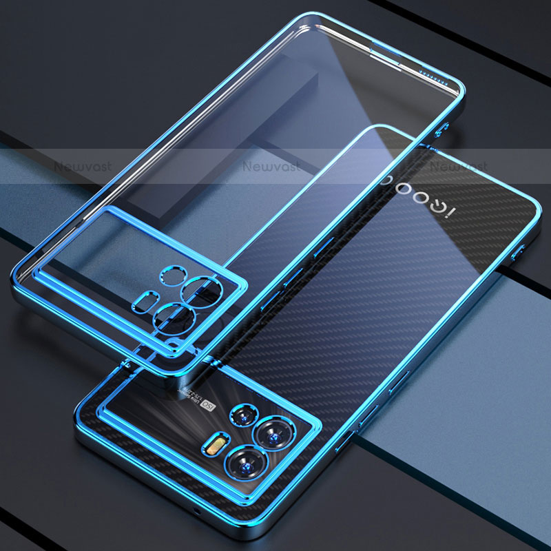 Ultra-thin Transparent TPU Soft Case Cover H02 for Vivo iQOO 9 5G Blue