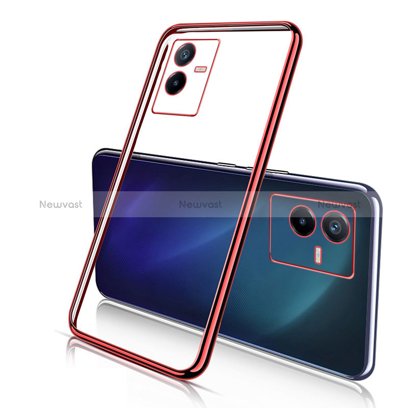 Ultra-thin Transparent TPU Soft Case Cover H02 for Vivo iQOO Z6x Red
