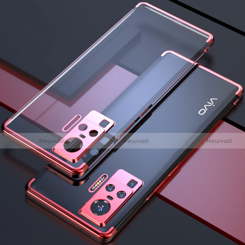 Ultra-thin Transparent TPU Soft Case Cover H02 for Vivo X50 Pro 5G Red