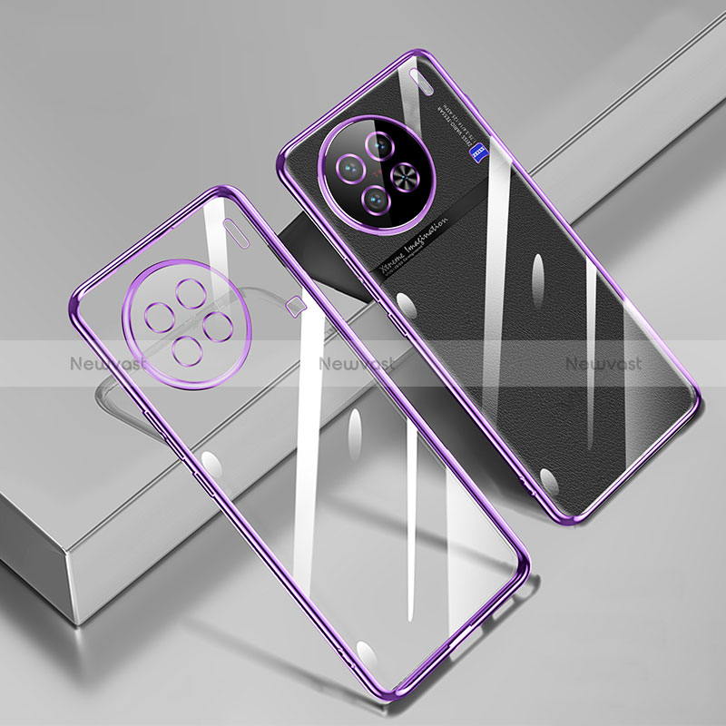 Ultra-thin Transparent TPU Soft Case Cover H02 for Vivo X90 5G Purple