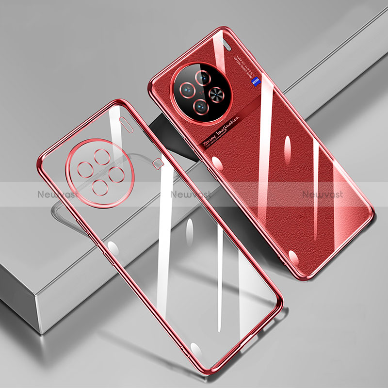 Ultra-thin Transparent TPU Soft Case Cover H02 for Vivo X90 5G Red