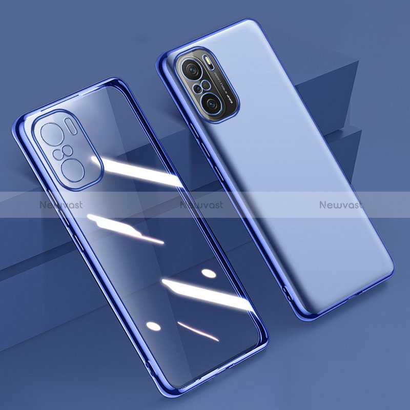 Ultra-thin Transparent TPU Soft Case Cover H02 for Xiaomi Poco F3 5G Blue