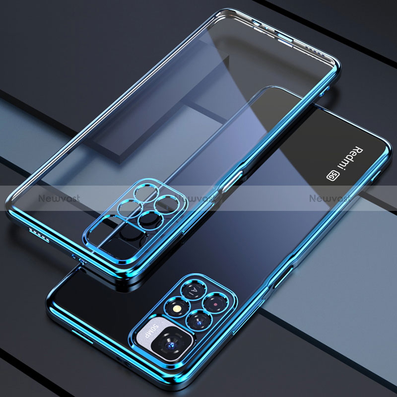 Ultra-thin Transparent TPU Soft Case Cover H02 for Xiaomi Poco M4 Pro 5G Blue