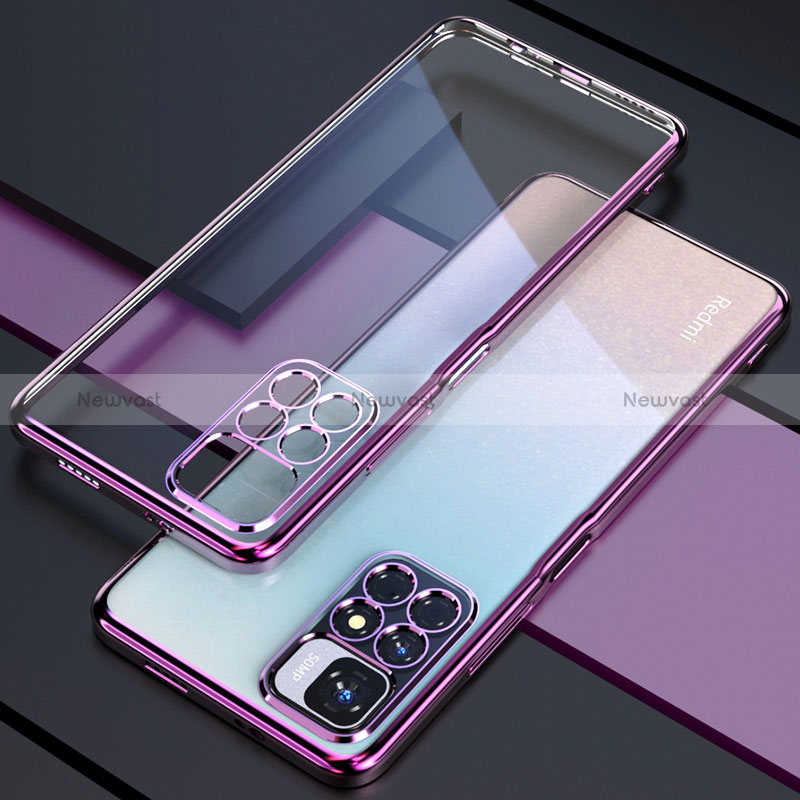 Ultra-thin Transparent TPU Soft Case Cover H02 for Xiaomi Redmi Note 11 4G (2021) Purple