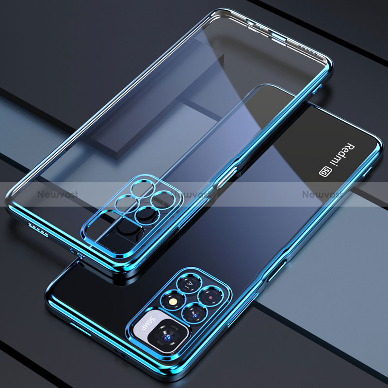 Ultra-thin Transparent TPU Soft Case Cover H02 for Xiaomi Redmi Note 11 Pro+ Plus 5G Blue